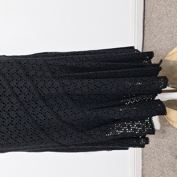 Coldwater Creek Black Eyelet Whimsigoth Witchy Romantic Goth A-Line Maxi Skirt L - Picture 6 of 10